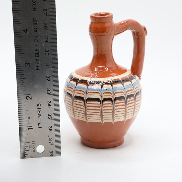 Vintage Handmade Bulgarian Troyan Ceramic Mini Vase Pottery Jug Painted - Picture 4 of 7